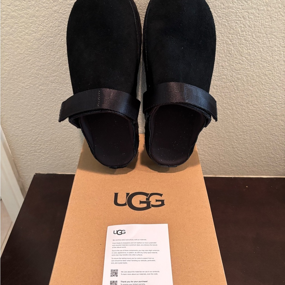 UGG Black Suede Clogs, Size 8 Brand New In Box